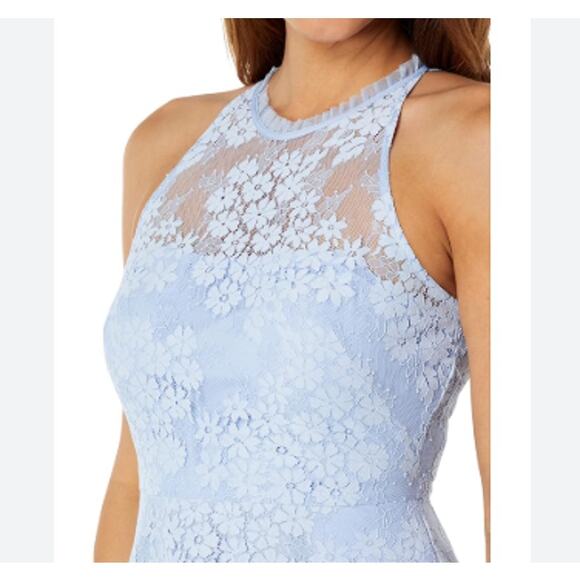 Vince Camuto Blue Lace Halter Neck Dress w/ Pockets Size 14 - Picture 3 of 14